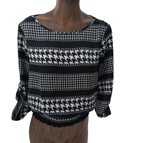 Michael Kors Tops - MICHAEL KORS BLACK &WHITE ROLL TAB-SLEEVE ELASTICIZED WAIST KIMONO TOP  XS